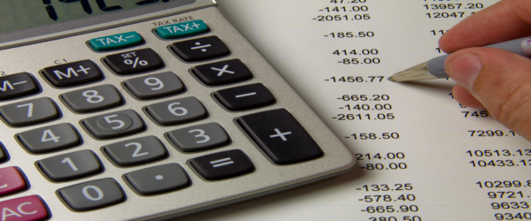 Stock image of calculator and accounts