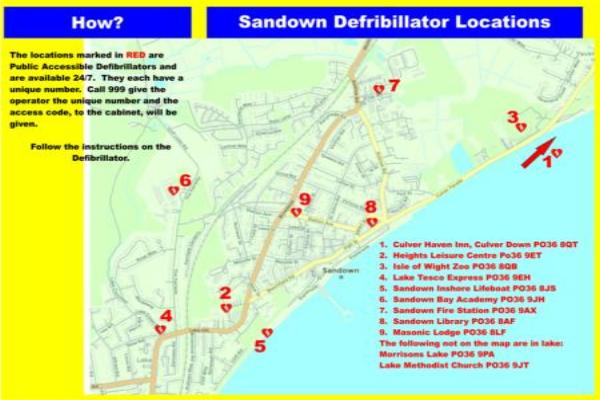 Map of local Defrillators