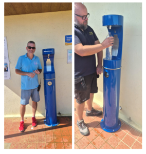Ben Holdbrrok and Matt from Focus Plumbing at the new water refill station at Eastern Gardens