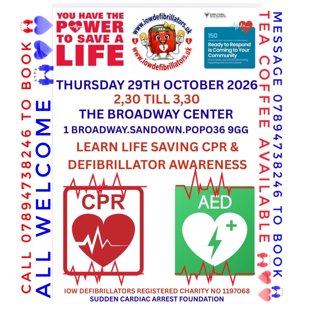 CPR and Defibrillator Workshop 29th October at the Broadway Centre