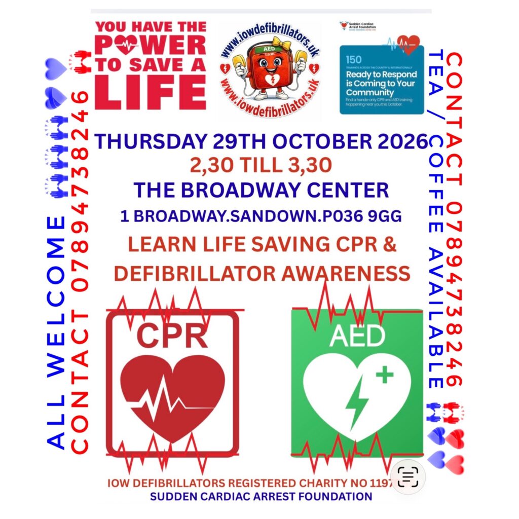CPR and Defibrillator Workshop 29th October at the Broadway Centre